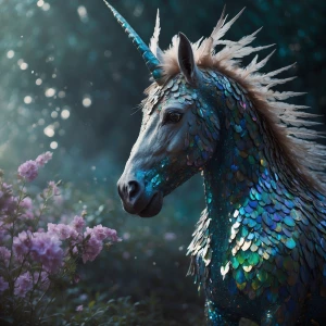 In an otherworldly realm, a magnificent hybrid creature emerges:...