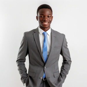 A man wearing a suit.
The Suit Color is gray
The Tie Color is...