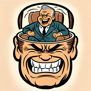 Angry person with top of their head open where inside Donald Tru...