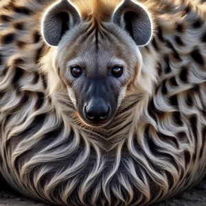 Heavily pregnant hyena with a lot of fur