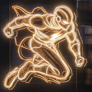 Create an neon sign art depiction of Godspeed, the DC Comics cha...