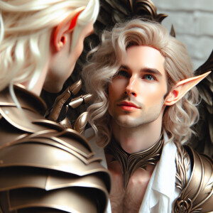 Caranthir-Ar-Fieniel from the Witcher kneels down before Tier Ha...