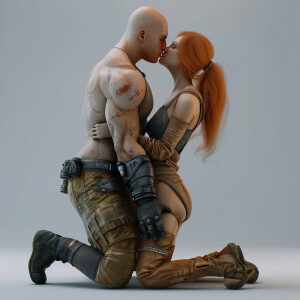 A photorealistic high resolution image. Light ginger haired fema...
