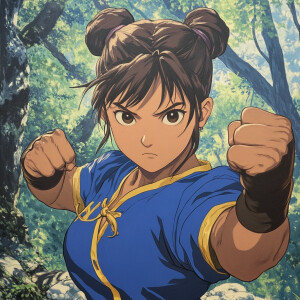 Chun-li, in Ghibli studio style art