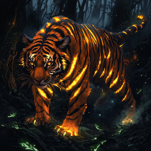 Create an image of a Tigron, an intimidating hybrid of a tiger a...