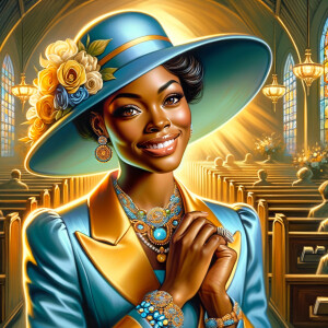 A spiritually enriching illustration portrays an African America...