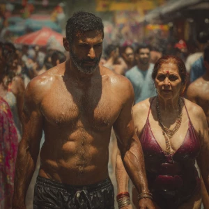 hyperrealism photo painting,a muscular beefy criminal kashmiri m...