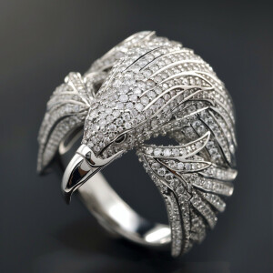 Exquisite sterling silver ring meticulously crafted with a capti...