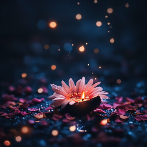 Diwali, flowers, diya, night, cinematic lighting, moody tones, f...