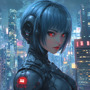 scifi, 1girl , robot, future city background, extreme beautiful...