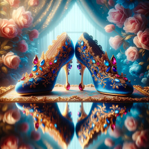 Imagine a pair of enchanting shoes, each a mirror image of the o...