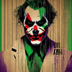 Create an image of the Joker using typewriter art. Use the vario...