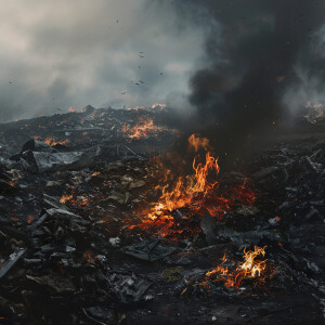 burning trash dump