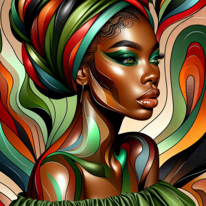 Create a captivating abstract artwork featuring a light-skinned...