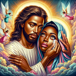 Ensure that the image distinctly represents both Jesus Christ an...