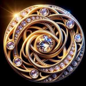 Create a 3-D realistic image of a gold circle and in the middle of the circle is the initials KS and add a couple diamonds to that