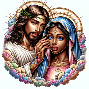 Ensure that the image distinctly represents both Jesus Christ an...