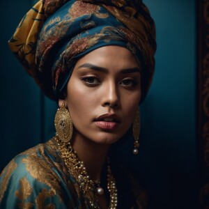 A man version of 'Girl with pearl earing by Johannes vermeer' st...