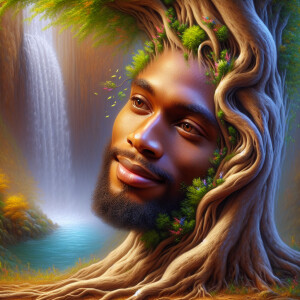 A hyper-realistic 3-D oil painting depicting a tree integrated w...