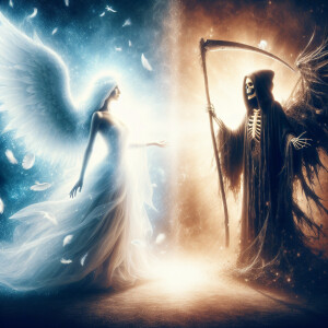 There's an angel on one side and death on the other