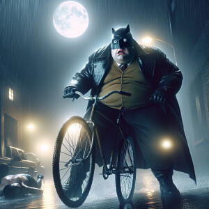 Batman were 500 lbs obese, and it's riding a bicycle on Gotham a...