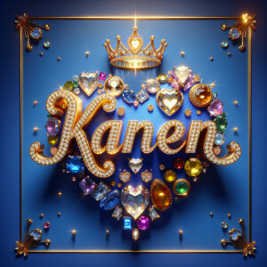 VCraft a 3-D image showcasing the name 'KAREN' in a luxurious go...