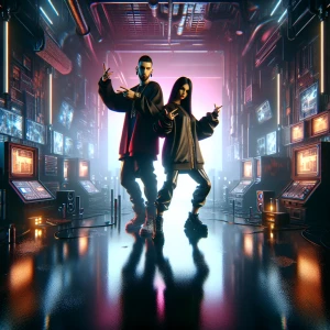 Design a rap album cover for "TOGETHER"
" by Dark Matter  a fema...