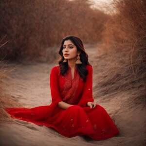 a beautiful pakistani young girl wearing red clothes