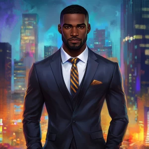 Generate an image of a confident African American male standing...
