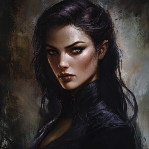 Born of dusk and shadow, she walks the line between worlds—a Dha...