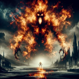 Double exposure horror fire entity