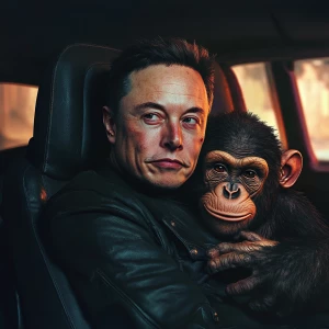 Elon Musk,with an ape, GTA style