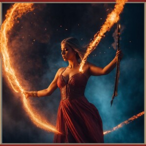 A beautiful female mage wearing an extremely revealing dress cas...