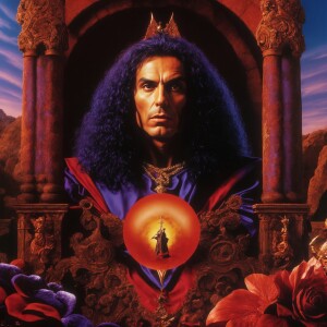 Create a 3D animation of the "Holy Diver" album cover by Ronnie...