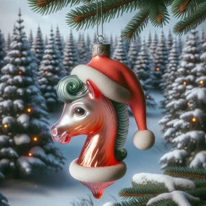 Photorealistic A photo of  a 1950s kitschy blown glass Christmas...