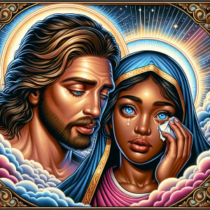 Ensure that the image distinctly represents both Jesus Christ an...