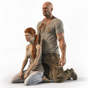 A photorealistic high resolution image. Light ginger haired fema...