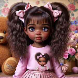 Refine the 3D realistic image of a four-year-old African-America...