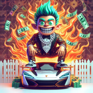 A vibrant 3D render illustration of The Joker, standing wearing...