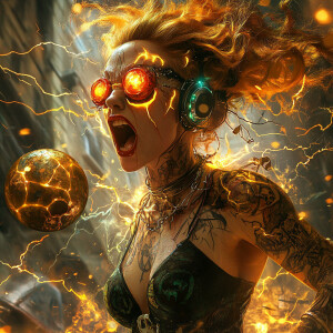 An extraterrestrial Lilith Medusa with glowing ruby eye sockets,...