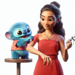 Imagine add you realistic stitch, giving Lilo a tattoo in her sh...