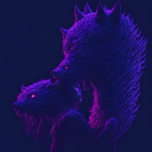 A vibrant, stylized illustration of a woman embracing a large, d...