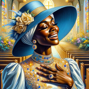 A spiritually enriching illustration portrays an African America...