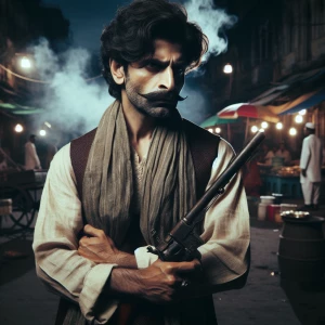 Gangster with a gun in India