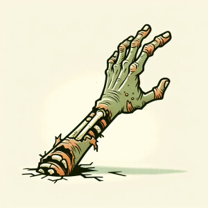 Cartoonish zombie arm and hand
