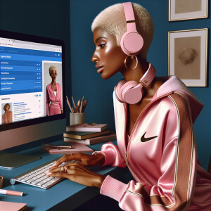 A beautiful light skin African American woman with with a pink j...