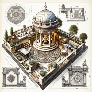 طراحی روف گاردن به سبک کلاسیک لوکس و فاخر،در این روف گاردن باید...