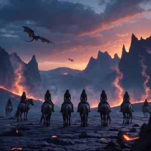 Ultra-photorealistic cinematic scene of a volcanic plateau at da...