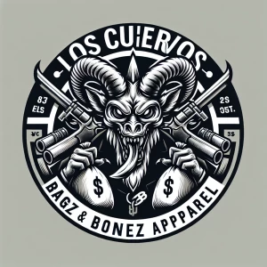 Create a bold logo featuring a menacing creature with sharp feat...