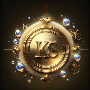 Create a 3-D realistic image of a gold circle and in the middle of the circle is the initials KS and add a couple diamonds to that